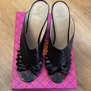 Tory Burch Black Tortoiseshell Slide Mules